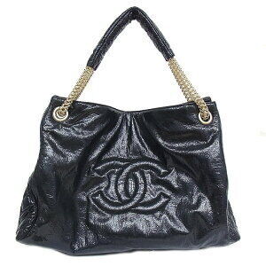 Chanel Shoulder BagChain Tote Bag Patent Leather Black